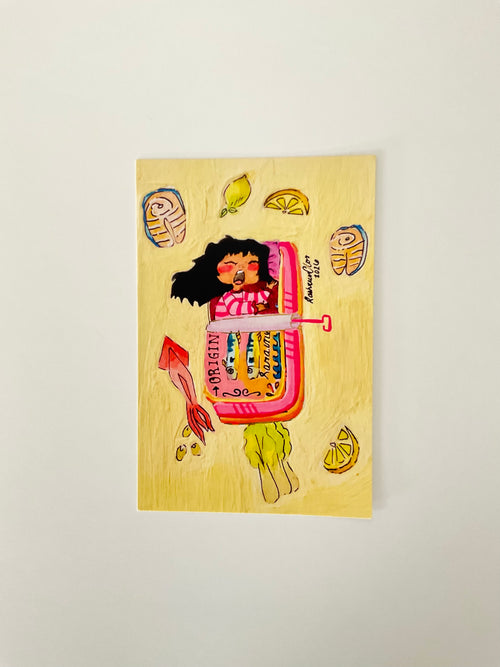 Sleepy Girl on Sardine Can (4 x 6)
